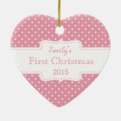 Personalisiert Pink Polka Dot Keramik Ornament (Hinten)