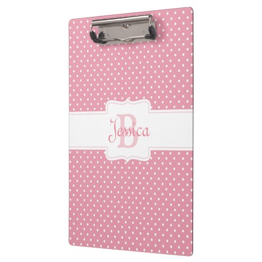 Personalisiert Pink Polka Dot Klemmbrett (Links)