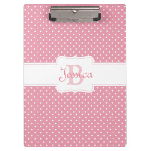 Personalisiert Pink Polka Dot Klemmbrett