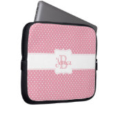 Personalisiert Pink Polka Dot Laptopschutzhülle (Vorne Rechts)