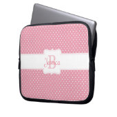 Personalisiert Pink Polka Dot Laptopschutzhülle (Vorderseite Links)