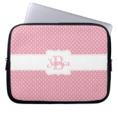 Personalisiert Pink Polka Dot Laptopschutzhülle (Vorderseite)