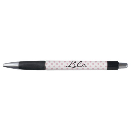 Personalisiert Pink Polka Dot Pen Kugelschreiber (Vorderseite)