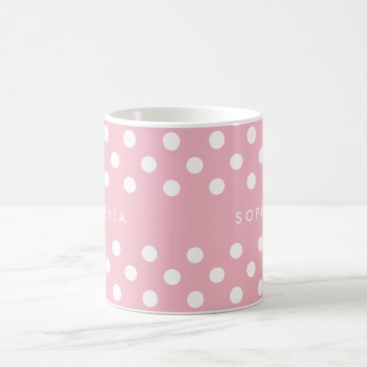 Personalisiert Pink Polka Dots Kaffeetasse (Mittel)