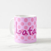 Personalisiert Pink Polka Dots Kaffeetasse (Vorderseite Links)
