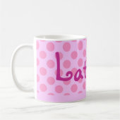Personalisiert Pink Polka Dots Kaffeetasse (Links)