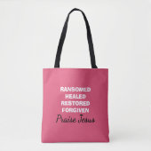 Personalisiert Pink PRAISE JESUS Christlich Tasche (Vorderseite)