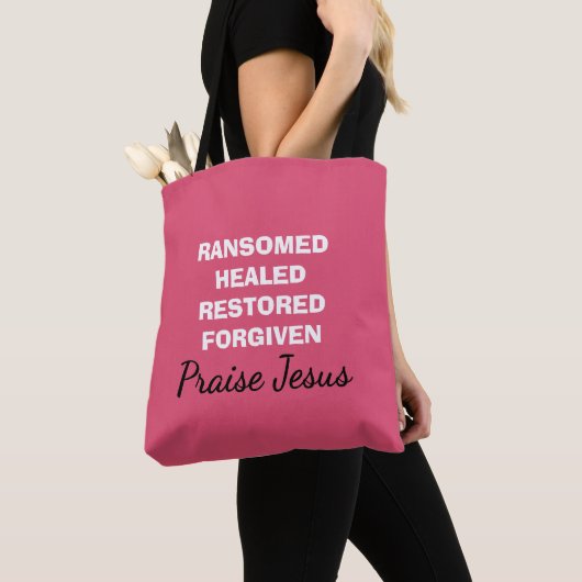 Personalisiert Pink PRAISE JESUS Christlich Tasche (Von Nahem)