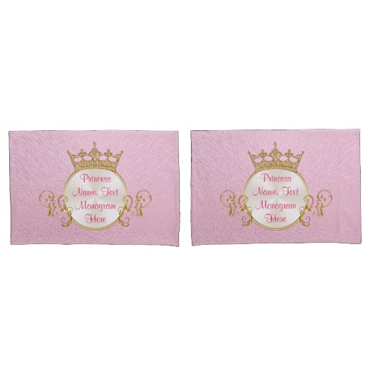 Personalisiert Pink Princess Pillow Case Set oder Kissenbezug (Vorderseite-Set)