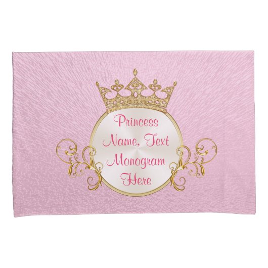 Personalisiert Pink Princess Pillow Case Set oder  Kissenbezug (Vorderseite-Rechts)