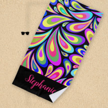 Personalisiert Pink Psychedelic Swirt Beach Handtu