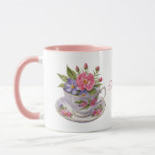 Personalisiert Pink Purple Flowers Tea Cup Tasse (Links)