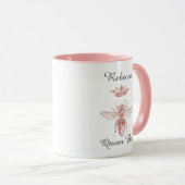 Personalisiert Pink Queen Bee mit Krone Tasse (VorderseiteRechts)