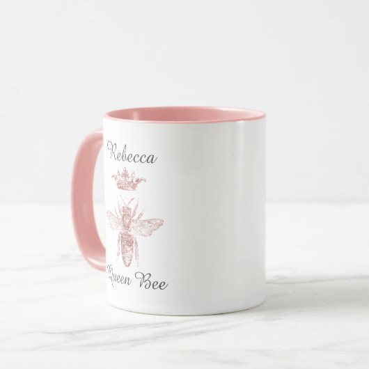Personalisiert Pink Queen Bee mit Krone Tasse (Vorderseite Links)