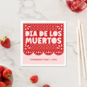 Personalisiert Pink & Red Dia de los Muertos Napki Serviette (Beispiel)
