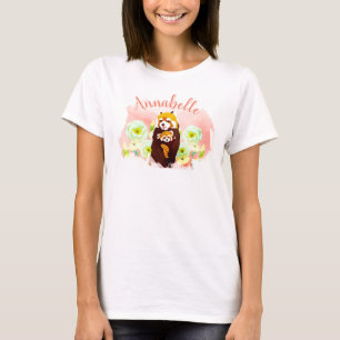 Personalisiert Pink Red Panda Mama Baby T - Shirt