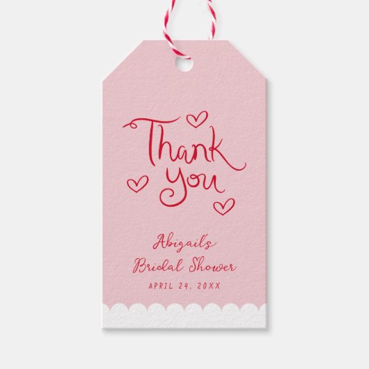 Personalisiert Pink Red Whimsical Danke Geschenkanhänger (Vorderseite)