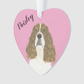 Personalisiert Pink Red White English Springer Ornament (Vorderseite)