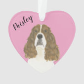 Personalisiert Pink Red White English Springer Ornament (Rückseite)