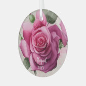 Personalisiert Pink Roses Blume Blumenfest Weihnac Ornament Aus Glas (Vorderseite links)