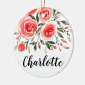 Personalisiert Pink Roses Keramikornament (Links)