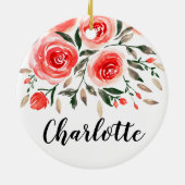 Personalisiert Pink Roses Keramikornament (Hinten)