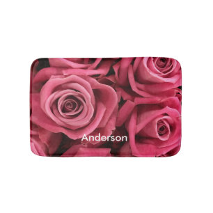 Personalisiert Pink Roses mädchenhaft Badematte