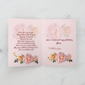 Personalisiert Pink Roses Mutter Geburtstagsfeiert Feiertagskarte (Innenseite)