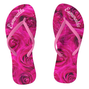 PERSONALISIERT PINK ROSES PATTERN JANDALS BADESANDALEN