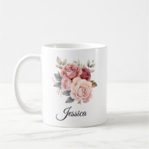 Personalisiert Pink Roses Tasse - Individuelle Nam