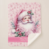 Personalisiert Pink Santa Blanket Girls Weihnachte Sherpadecke (Vorderseite)