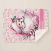 Personalisiert Pink Santa Blanket Girls Weihnachte Sherpadecke (Vorderseite (Horizontal))