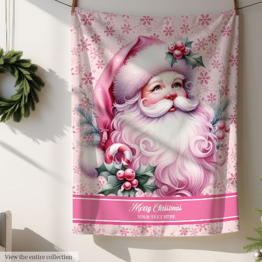 Personalisiert Pink Santa Blanket Girls Weihnachte Sherpadecke