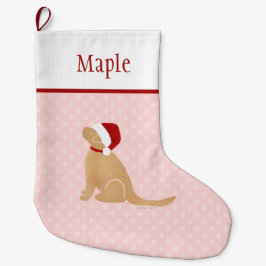 Personalisiert Pink Santa Dog Weihnachten Strumpf Großer Weihnachtsstrumpf