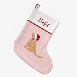 Personalisiert Pink Santa Dog Weihnachten Strumpf Großer Weihnachtsstrumpf