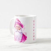 Personalisiert Pink Santa und Snowman Weihnachten Kaffeetasse (Vorderseite Links)