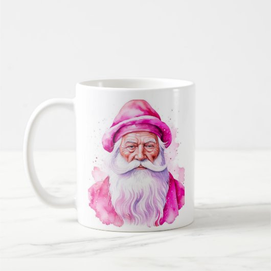 Personalisiert Pink Santa und Snowman Weihnachten Kaffeetasse (Links)