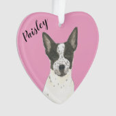 Personalisiert Pink Schwarz-weiß Cattledog Heeler Ornament (Vorderseite)