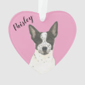 Personalisiert Pink Schwarz-weiß Cattledog Heeler Ornament (Rückseite)