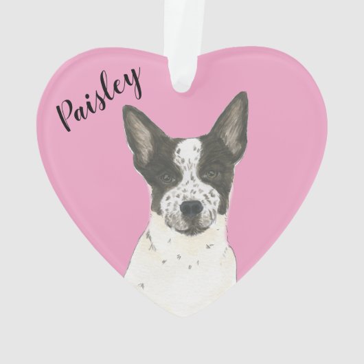 Personalisiert Pink Schwarz-weiß Cattledog Heeler Ornament (Rückseite)