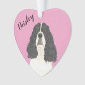 Personalisiert Pink Schwarz-weiß English Springer Ornament (Vorderseite)