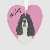Personalisiert Pink Schwarz-weiß English Springer Ornament (Vorderseite)