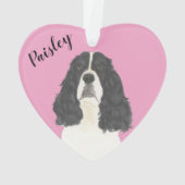 Personalisiert Pink Schwarz-weiß English Springer Ornament (Rückseite)