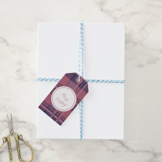 Personalisiert Pink Scottish Lady Tartan Pattern Geschenkanhänger (Mit Garn)