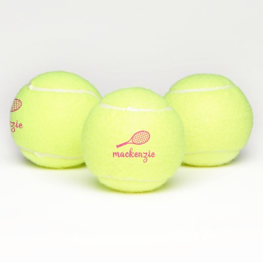Personalisiert Pink Script Name Tennis Balls Tennisbälle (Multi)