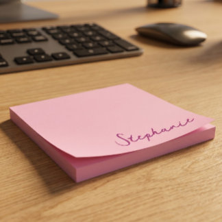Personalisiert Pink Script Post it Sticky Notes Post-it Klebezettel