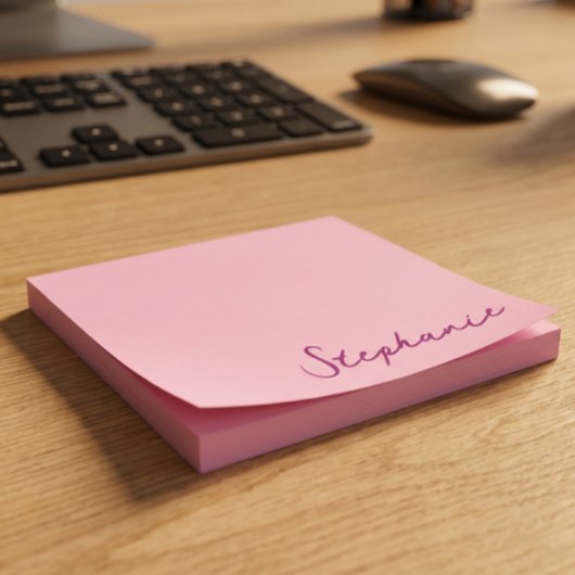 Personalisiert Pink Script Post it Sticky Notes Post-it Klebezettel