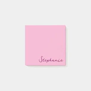 Personalisiert Pink Script Post it Sticky Notes Post-it Klebezettel