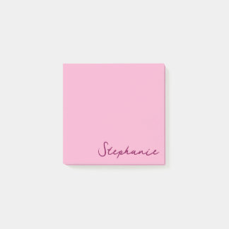 Personalisiert Pink Script Post it Sticky Notes Post-it Klebezettel