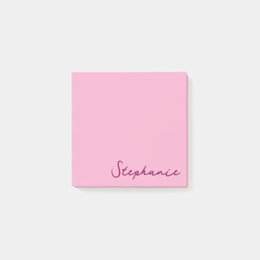 Personalisiert Pink Script Post it Sticky Notes Post-it Klebezettel (Vorderseite)